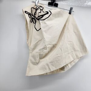 MNG by Mango Women's Large Off White Asymmetrical Flower Embroidered Top NWT